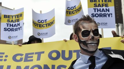 Des manifestants contre le glyphosate à Bruxelles, le 25 octobre 2017. (JOHN THYS / AFP)