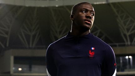 Ibrahima Konaté avec l'équipe de France espoirs avant un match face à la Russie, le 28 mars 2021 en Hongrie. (VLADIMIR PESNYA / AFP)