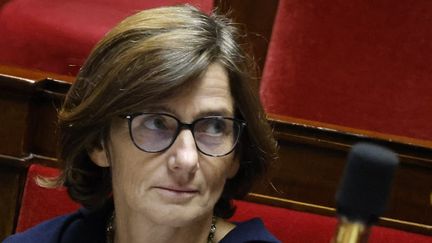 La ministre de la Santé par intérim, Agnès Firmin--Le Bodo, à l'Assemblée nationale, à Paris, le 20 décembre 2023. (LUDOVIC MARIN / AFP)