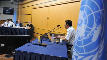 Un ancien d&eacute;tenu nord-cor&eacute;en t&eacute;moigne aupr&egrave;s de la commission de l'ONU &agrave; S&eacute;oul, en Cor&eacute;e du Sud, le 21 ao&ucirc;t 2013. (JUNG YEON-JE / AFP)