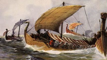 Les Vikings ou «Les rois de la mer en expédition», gravure d'après Albert Sebille (1874-1953) (AFP - The Art Archive - Bibliothèque des Arts Décoratifs Paris - Gianni Dagli Orti)