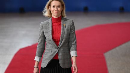 Estonian Prime Minister Kaja Kallas at the European Council in Brussels, February 1, 2024. (JOHN THYS / AFP)