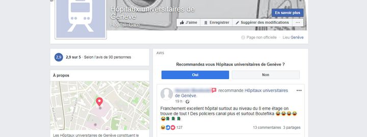 De nombreux messages sont postés notamment sur la page Facebook des hôpitaux universitaires de Genève. (CAPTURE D'ÉCRAN)