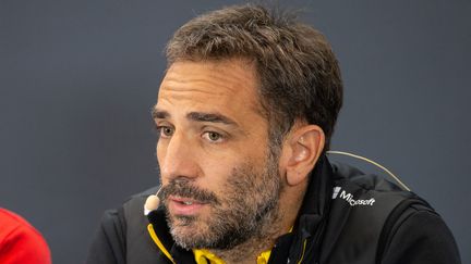 Cyril Abiteboul, en conférence de presse en 2019, a été le manageur de l'écurie Renault en Formule 1 jusqu'au début de l'année 2021. (ANTONIN VINCENT / DPPI MEDIA / AFP)