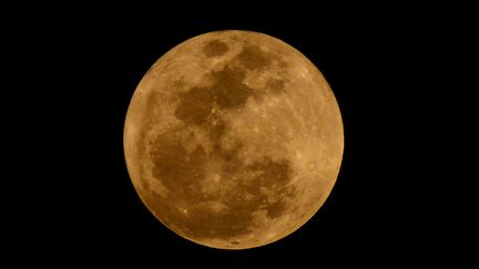 Vue détaillée de la "super Lune" dans le ciel de Mexico, la capitale mexicaine, le 1er janvier 2018. (JOSE PAZOS F. / NOTIMEX / AFP)