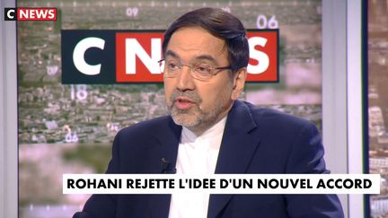 L'ambassadeur d'Iran en France, Abolghassem Delfi, sur le plateau de CNews à Paris, le 26 avril 2018.  (CNEWS)