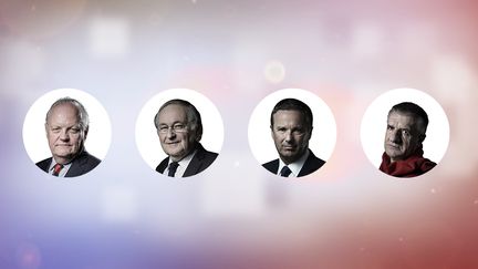 Quatre candidats à l'élection présidentielle ont expliqué à franceinfo comment ils préparaient le débat du 4 avril 2017. (ANSELME CALABRESE / FRANCEINFO)