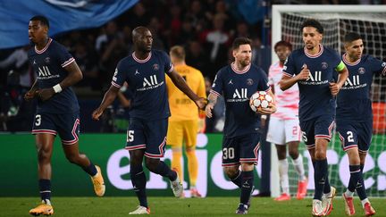 Lionel Messi a égalisé pour le PSG face à Leipzig, mardi 19 octobre.&nbsp; (FRANCK FIFE / AFP)