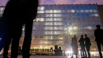 Parvis de l'Institut du monde arabe le 28 septembre 2017 lors du spectacle électronique en lumières et sons donné pour les 30 ans de l'IMA..
 (IP3 PRESS/MAXPPP)