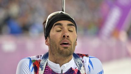 Le Fran&ccedil;ais Martin Fourcade aux Jeax olympiques de Sotchi, le 8 f&eacute;vrier 2014. (ODD ANDERSEN / AFP)