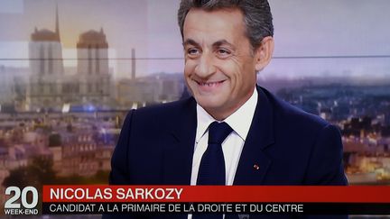 Le candidat à la primaire à droite Nicolas Sarkozy le 7 octobre 2016 sur le plateau du 20 heures de France 2.&nbsp; (MAXPPP)