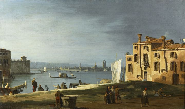 Canaletto, Venise, les îles de la lagune, vues du Campo San Pietro di Castello, avec l'Arsenal, vers 1725. Moscou, Musée national des Beaux-Arts Pouchkine
 (The State Pushkin Museum of Fine Arts, Moscow)