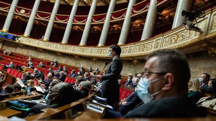 L'hémicycle de l'Assemblée nationale le 9 mars 2021. (AURELIEN MORISSARD / MAXPPP)