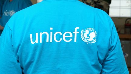 Le logo de l'Unicef, photo d'illustration. (CORTIER CLAUDE / MAXPPP)