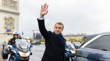 Emmanuel Macron lors des cérémonies du 11 novembre 2019 à Paris. (JACQUES WITT / MAXPPP)