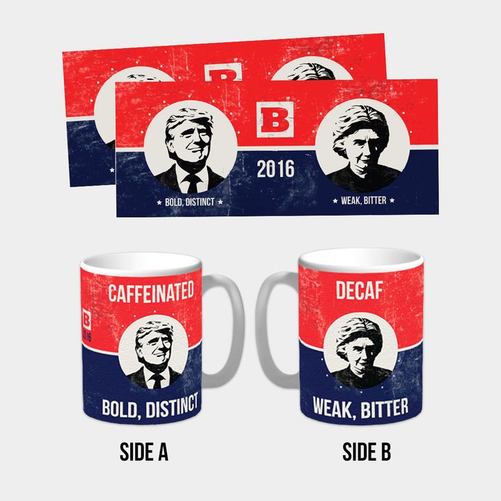 Les mugs Trump et Clinton proposés par le site&nbsp;de "réinformation" Breitbart. (DR)