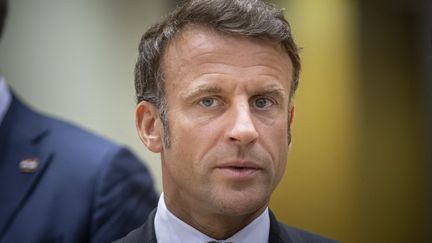 Emmanuel Macron, le 29 juin 2023 à Bruxelles (Belgique). (NICOLAS ECONOMOU / NURPHOTO)