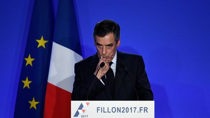 François Fillon en conférence de presse, le 6 février 2017 à Paris. (MARTIN BUREAU / AFP)