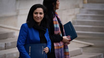 Sarah El Haïry, ministre déléguée chargée de l'Enfance, de la Jeunesse et des Familles à l'Elysée le 14 février 2024. (MATHILDE KACZKOWSKI / HANS LUCAS)