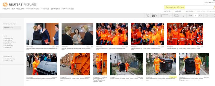 Le photographe&nbsp;Fabrizio Bensch a pris une série de photos de Franziska Giffey le 7 mars&nbsp;pour&nbsp;l'agence Reuters. (Capture d'écran)