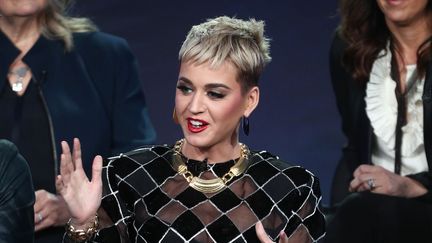 La chanteuse Katy Perry participe à l'émission "American Idol", diffusée sur ABC, le 8 janvier 2018. (FREDERICK M. BROWN / GETTY IMAGES NORTH AMERICA / AFP)