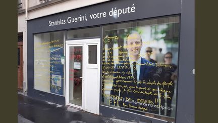 La permanence du patron de LREM, Stanislas Guerini, a été dégradée dans la nuit de vendredi à samedi 14 septembre 2019. (TWITTER / JEROME DUBUS)