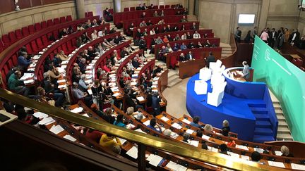 La&nbsp;Convention citoyenne pour le climat réunie le 15 novembre 2019 au CESE (Conseil économique, social et environnemental) à Paris. (SIXTINE LYS / RADIOFRANCE)