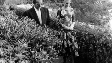 Premiere rencontre entre le prince Rainier III de Monaco et la star hollywoodienne Grace Kelly, le 6 mai 1955. (DALMAS/SIPA)