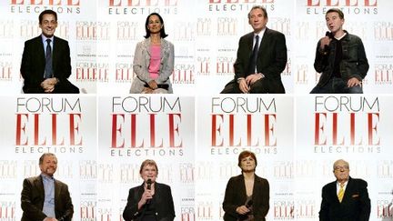 Les candidats à la présidentielle de 2007 au forum "Elle élections" (DOMINIQUE FAGET / AFP)