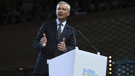 Bruno Le Maire s'exprime lors d'un forum, le 1er septembre 2017, à Paris. (ERIC PIERMONT / AFP)