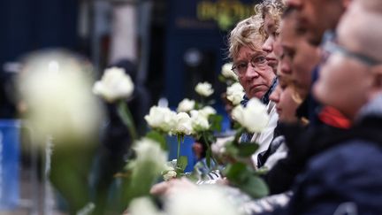 Rassemblement à Arras (Pas-de-Calais) le 19 octobre 2023, en hommage au professeur Dominique Bernard (MOHAMMED BADRA / MAXPPP)