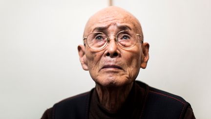 Kuniyoshi Takimoto, vétéran de l'attaque de Pearl Harbor, en décembre 2016 à Osaka (Japon) (BEHROUZ MEHRI / AFP)