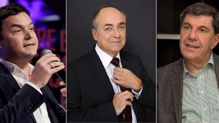 Thomas Piketty, Jacques Généreux et Jacques Sapir, trois des économistes au coeur de la campagne présidentielle. (AFP / FRANCEINFO)