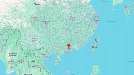 Capture de Google Maps pointant  la province du Guangdong (sud de la Chine) où un pont s'est effondré, le 30 avril 2024, faisant au moins 19 morts. (GOOGLE MAPS)