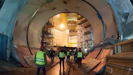 Les travaux de la tranche 3 de l'EPR de Flamanville (Manche), le 30 mars 2016 (PHILIPPE CHEREL / MAXPPP)