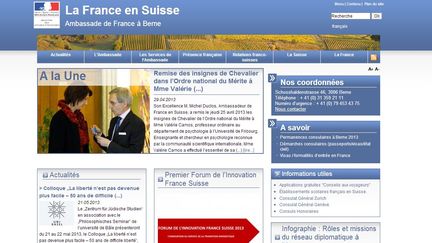 Le site de l'ambassade de France en Suisse, le 21 mai 2013. (CAPTURE D'ECRAN / FRANCETV INFO)