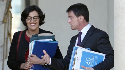 La ministre du Travail, Myriam El Khomri, et le Premier ministre, Manuel Valls, le 4 mai 2016 à l'Elysée. (STEPHANE DE SAKUTIN / AFP)