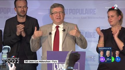 Le candidat de la France insoumise, Jean-Luc Mélenchon, s'est exprimé sur sa défaite, le 10 avril 2022. (FRANCE 2)