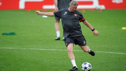 Alex Ferguson, entraîneur de Manchester United, à l'entraînement.