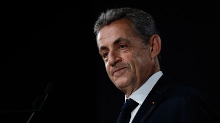 L'ancien président&nbsp;Nicolas Sarkozy, le 21 juin 2019, lors d'une conférence de presse, à Paris. (THOMAS SAMSON / AFP)