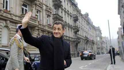 Nicolas Sarkozy en visite à Strasbourg mardi (ERIC FEFERBERG / AFP POOL / AFP)