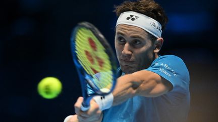 Casper Ruud en demi-finales après sa victoire contre Andrey Rublev lors des ATP FInals le 19 novembre à Turin. (MARCO BERTORELLO / AFP)