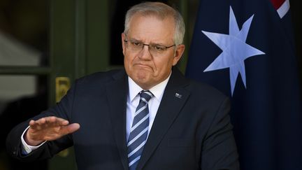 Le Premier ministre australien Scott Morrison à Canberra (Australie) le 7 octobre 2021 (LUKAS COCH / EPA/AAP)