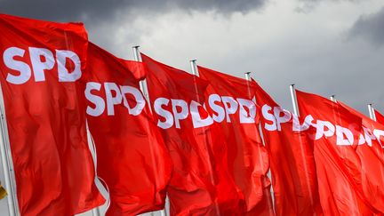 &nbsp; (Les drapeaux du SPD en Allemagne©MAXPPP)