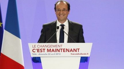 François Hollande tient meeting à Tulle, le 22 avril 2012. (AFP - Patrick Kovarik)