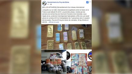 Plus d'un million d'euros issus de la drogue et du blanchiment d'argent ont été saisis. (COPIE D'ECRAN FACEBOOK)