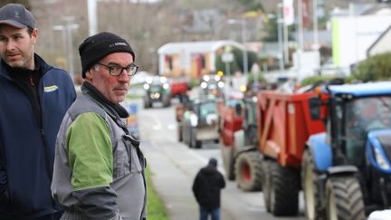 Une nouvelle action des agriculteurs a eu lieu à Guingamp (Côtes d'Armor), le 20 février 2024. (LIONEL LE SAUX / MAXPPP)