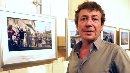 Le photojournaliste  belge Laurent Van Der Stockt, 'exposition "La bataille de Mossoul", Visa pour l'image, Permpignan, septembre 2017
 (RAYMOND ROIG / AFP)