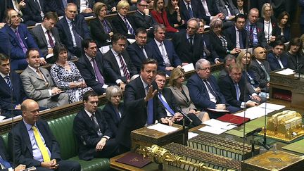 Une capture d'écran du débat au Parlement britannique sur les frappes en Syrie, le 2 décembre 2015 à Londres (Royaume-Uni). (PRU / AFP)