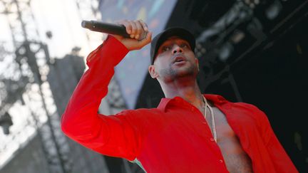 Le rappeur Booba, au festival des Vieilles charrues, à&nbsp;Carhaix-Plouguer (Finistère), le 18 juillet 2019. (JEAN-BAPTISTE QUENTIN / MAXPPP)